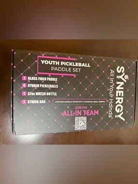 Synergy Pickleball Paddle Set Pink Black Bundle Balls Bag Bottle New